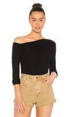 Michael Lauren Meridian Long Sleeve Asymmetrical Top In Black