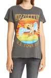 Madeworn Led Zeppelin Unisex Distressed Graphic Tee In Dirty Black