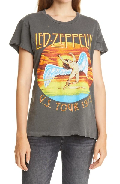 Madeworn Led Zeppelin Unisex Distressed Graphic Tee In Dirty Black