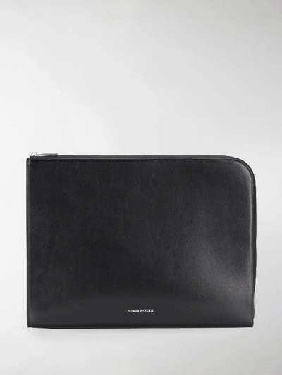 Alexander Mcqueen Leather Document Holder Pouch In Black