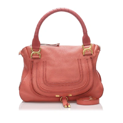 Chloé Marcie Leather Satchel In Pink
