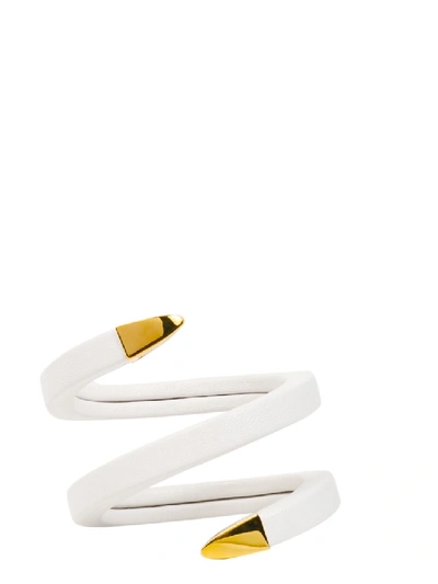 Bottega Veneta Spiral Bracelet In Nappa Leather With Metal Snake Head In White