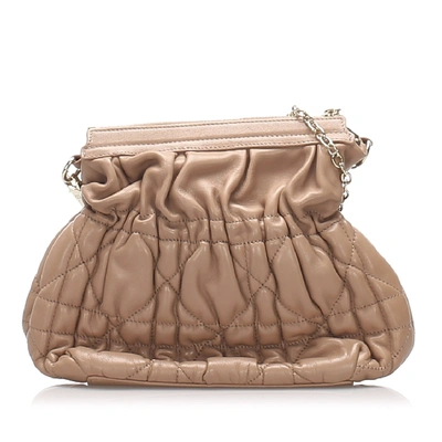 Dior Cannage Leather Shoulder Bag In Brown