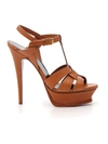 Saint Laurent Tribute 105mm Leather Platform Sandals In Brown