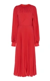 ANDREW GN PLEATED BISHOP SLEEVE SILK DRESS,788928