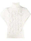 IRO SHORT SLEEVED CABLE-KNIT SWEATER
