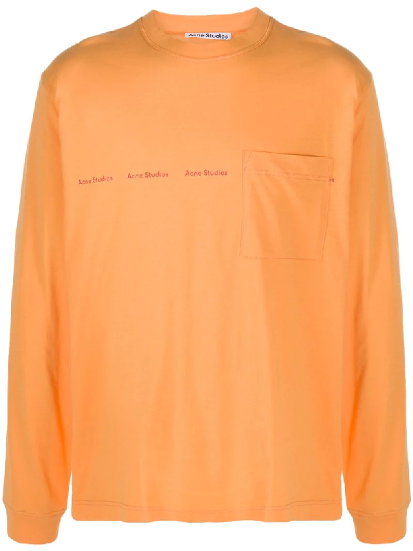 Acne Studios Logo Print Long-sleeve T-shirt In Orange | ModeSens