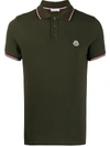 Moncler Short-sleeved Polo Shirt With Logo In Green