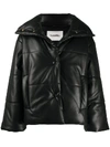 Nanushka Hide Quilted Padded Vegan Leather Jacket In Black