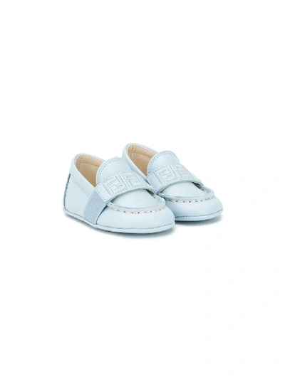 Fendi Babies' Ff Slippers In Blue