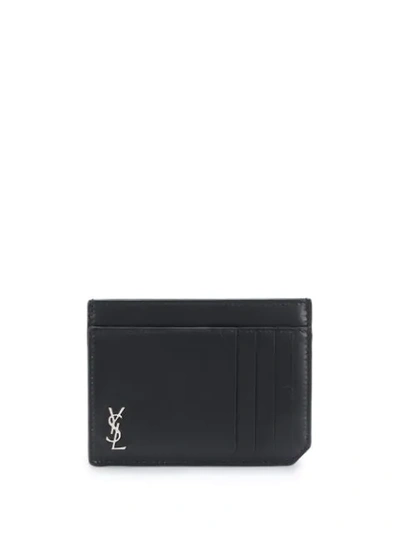 Saint Laurent Ysl Monogram Leather Cardholder In Black