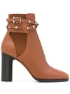 VALENTINO GARAVANI ROCKSTUD BUCKLE ANKLE BOOTIES