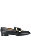 CHLOÉ RING-DETAIL LEATHER LOAFERS