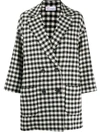 RED VALENTINO CHECK-PATTERN DOUBLE-BREASTED COAT