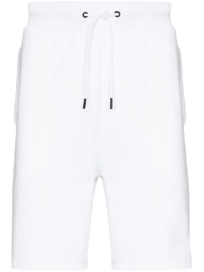 Hugo Boss Heritage Cotton Track Shorts In White