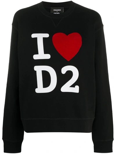 Dsquared2 I Heart D2 Print Sweatshirt In Black,red,white
