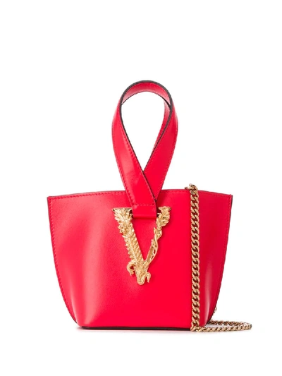 Versace V Logo小号手提包 In Red