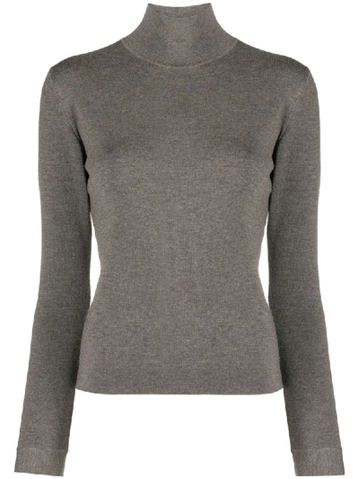 Agnona Mock-neck Jumper In Brown