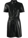 Nanushka Black Halli Shirt Vegan Leather Dress In Black