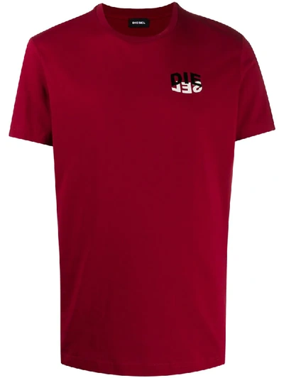 Diesel Logo Print T-shirt In Red