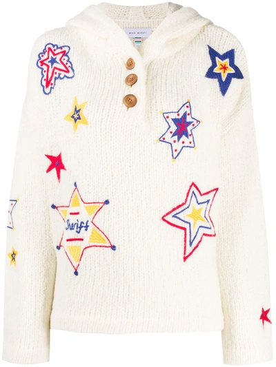 Mira Mikati Sheriff Star Embroidered Hooded Jumper In Neutrals