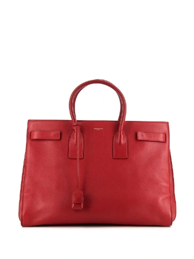 Pre-owned Saint Laurent Large Sac De Jour Tote Bag In Red