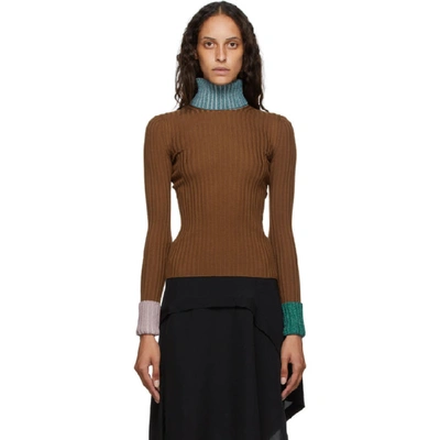 Lanvin Virgin Wool Blend Knit Sweater In Brown