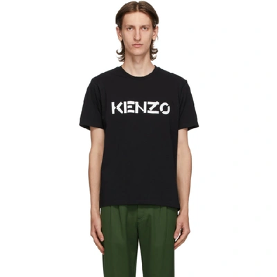 Kenzo Black Logo T-shirt In Black,white