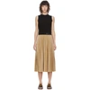 GIVENCHY BLACK & BEIGE PLEATED MID-LENGTH DRESS