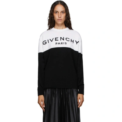 Givenchy Two-tone Intarsia Cashmere Sweater In Black
