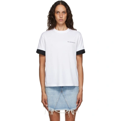 Givenchy Two-tone Poplin-trimmed Printed Cotton-jersey T-shirt In White Black