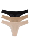 On Gossamer 3-pack Mesh Thongs In Champagne Mocha Black
