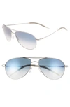 Oliver Peoples Benedict Basic Aviators, Silver/chrome In Silver/ Chrome Sapphire