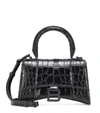 Balenciaga Hourglass Xs Leather Crossbody Bag In Black