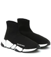 Balenciaga Black Stretch Fabric Speed 2.0 Sneakers In Black