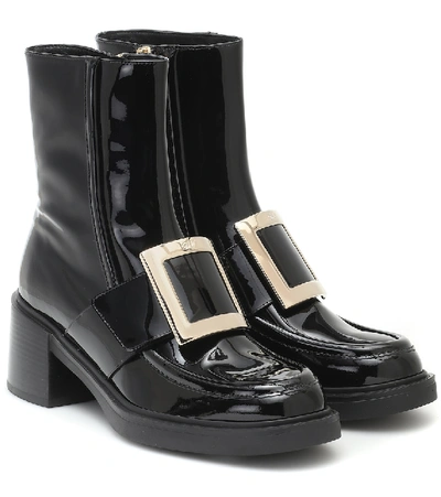 Roger Vivier Viv Rangers Buckled Patent-leather Ankle Boots In Nero