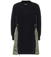 Sacai Ma-1 Side Gusset Long Sleeve Sponge Minidress In Blue