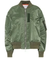 Sacai Zip-up Nylon Bomber Jacket In Green