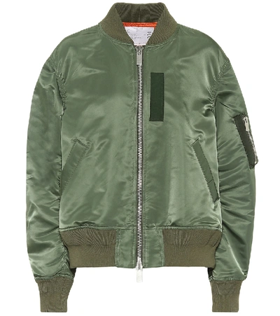 Sacai Zip-up Nylon Bomber Jacket In Brown
