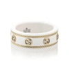 Gucci Icon Interlocking G Zirconia And 18kt Gold Ring In White