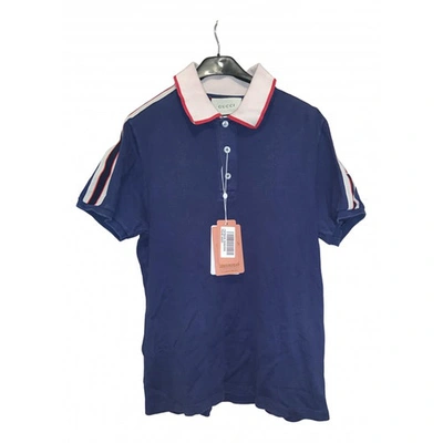 Pre-owned Gucci Blue Cotton Polo Shirts