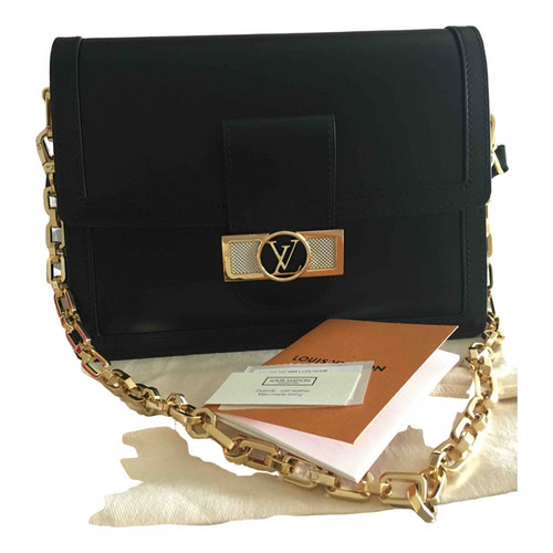 Pre-Owned Louis Vuitton Dauphine Mm Black Leather Handbag | ModeSens