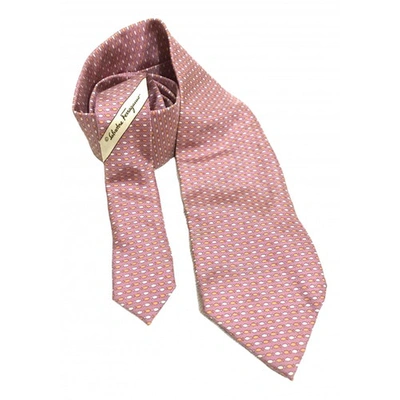 Pre-owned Ferragamo Silk Tie In Pink