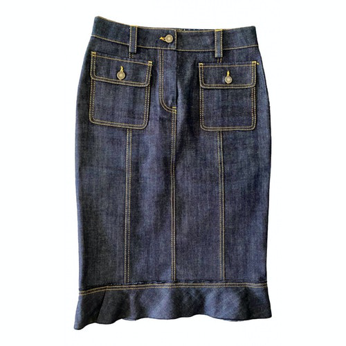Pre-Owned Louis Vuitton Blue Denim - Jeans Skirt | ModeSens
