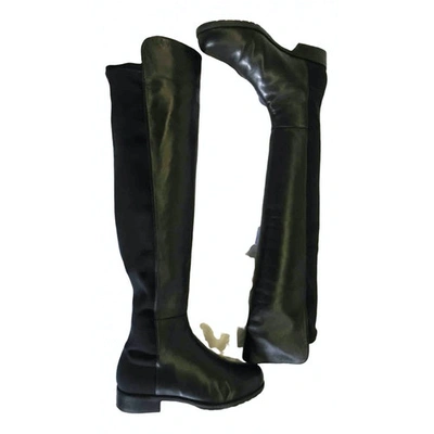 Pre-owned Stuart Weitzman Black Leather Boots