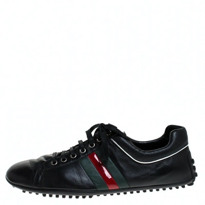 Pre-owned Gucci Web Black Leather Trainers