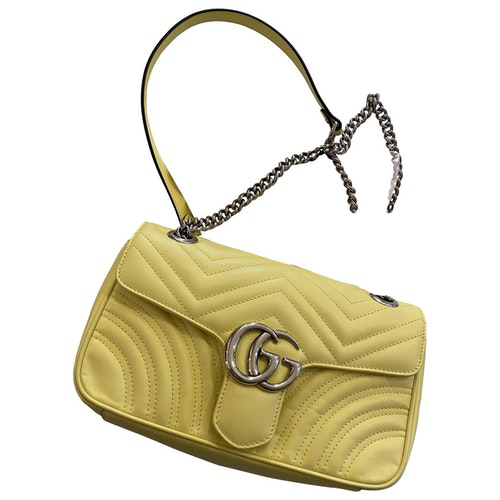 Pre-Owned Gucci Marmont Yellow Leather Handbag | ModeSens