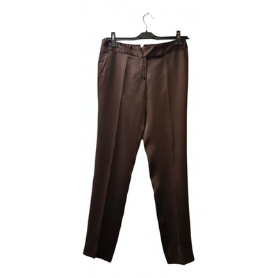 Pre-owned Ermanno Scervino Silk Straight Pants In Brown