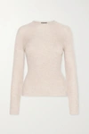 AKRIS RIBBED CASHMERE AND SILK-BLEND SWEATER