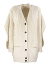 RED VALENTINO RUFFLED MAXI CARDIGAN IN IVORY colour